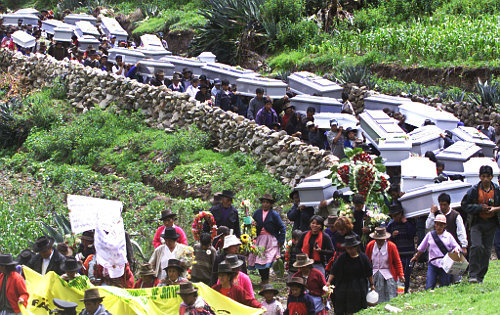 Masacre perpetrada por Sendero Luminoso contra 69 campesinos -entre ellos 18 niños, incluyendo uno que tenía solo seis meses de edad, y 11 mujeres, algunas de las cuales estaban embarazadas.- en el pueblo de Santiago de Lucanamarca y sus alrededores, el 3 de abril de 1983, en la región de Ayacucho.